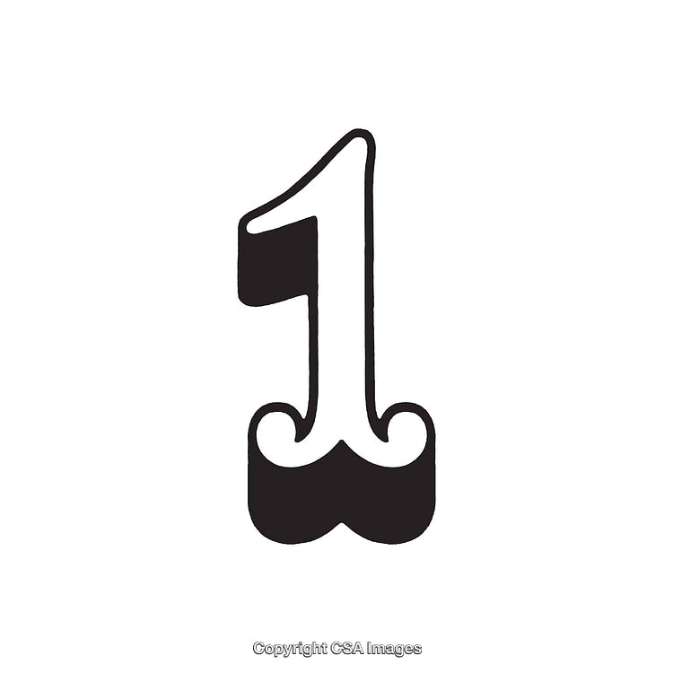 Decorative Black and White Number One Design Illustration
