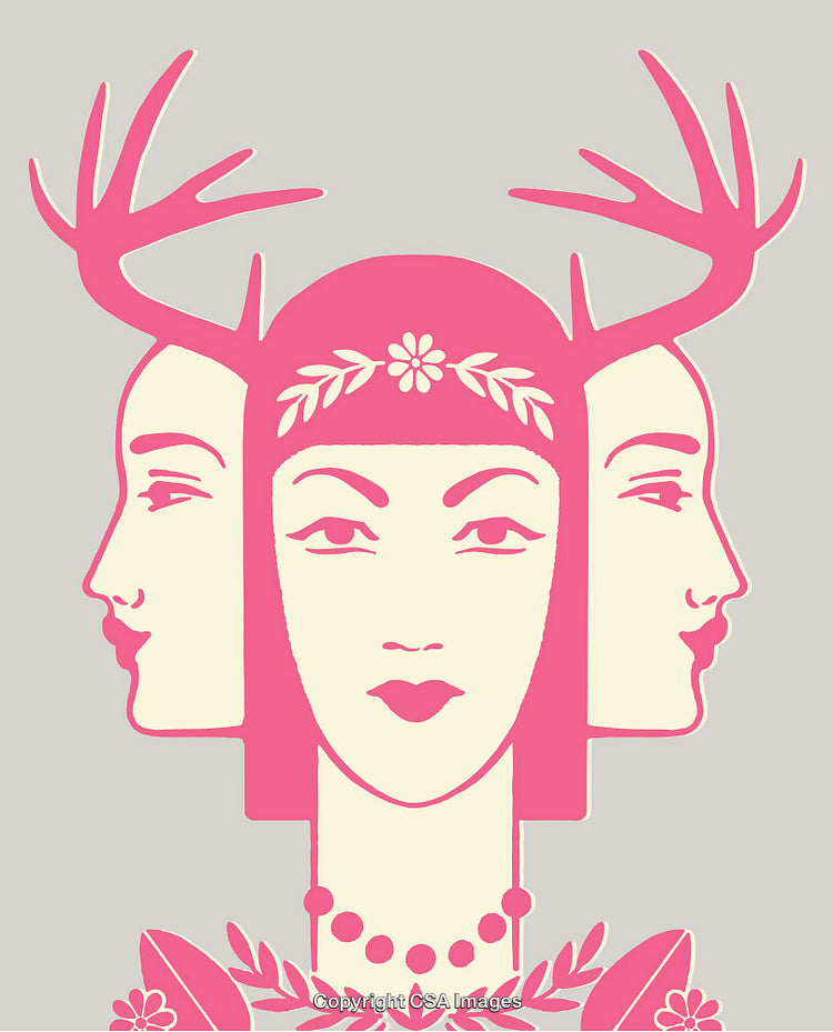 Surreal Floral Portrait With Antlers and a Unique Symmetrical Design