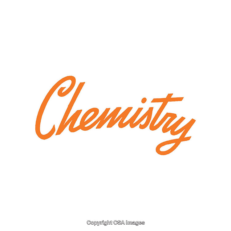 Orange Stylized Typography Depicting the Word Chemistry on White Background