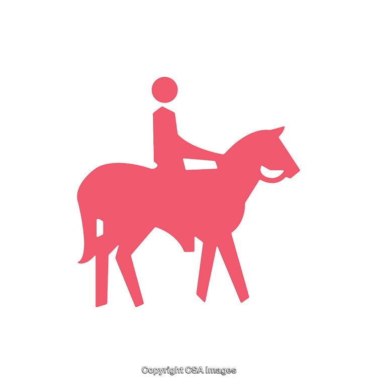 Silhouette Icon of a Person Riding a Horse in Pink Style