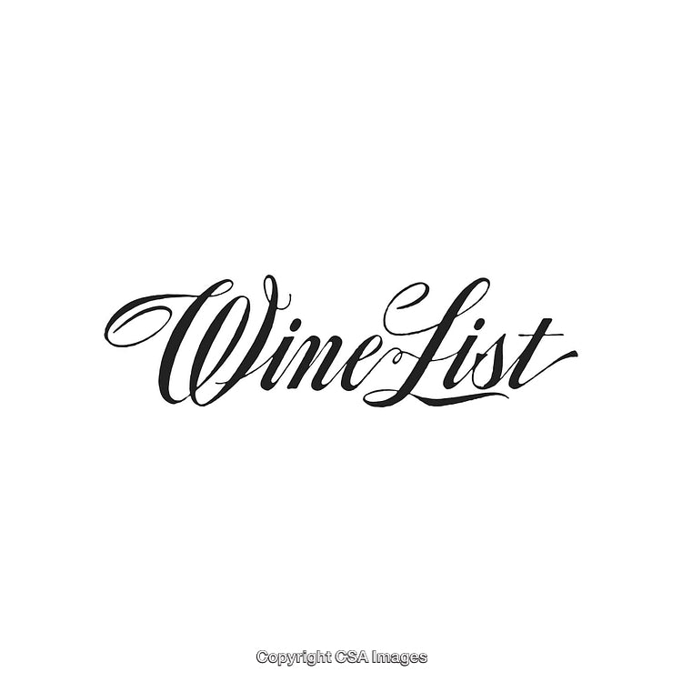 Elegant Calligraphy Design Featuring the Words 'Wine List' on White Background