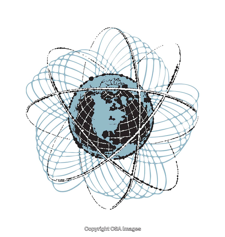 Stylized Illustration of the Earth With Orbital and Circular Patterns
