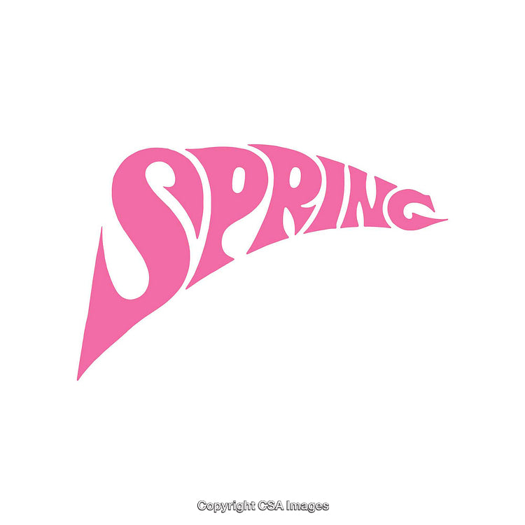 Pink Retro Styled Spring Typography on White Background