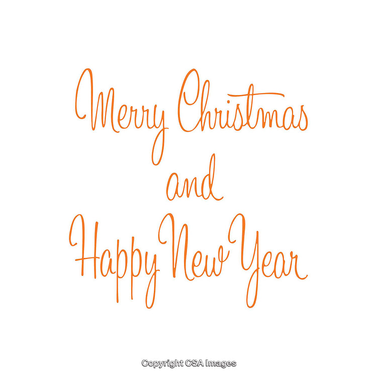 Elegant Merry Christmas and Happy New Year Calligraphy Design in Orange