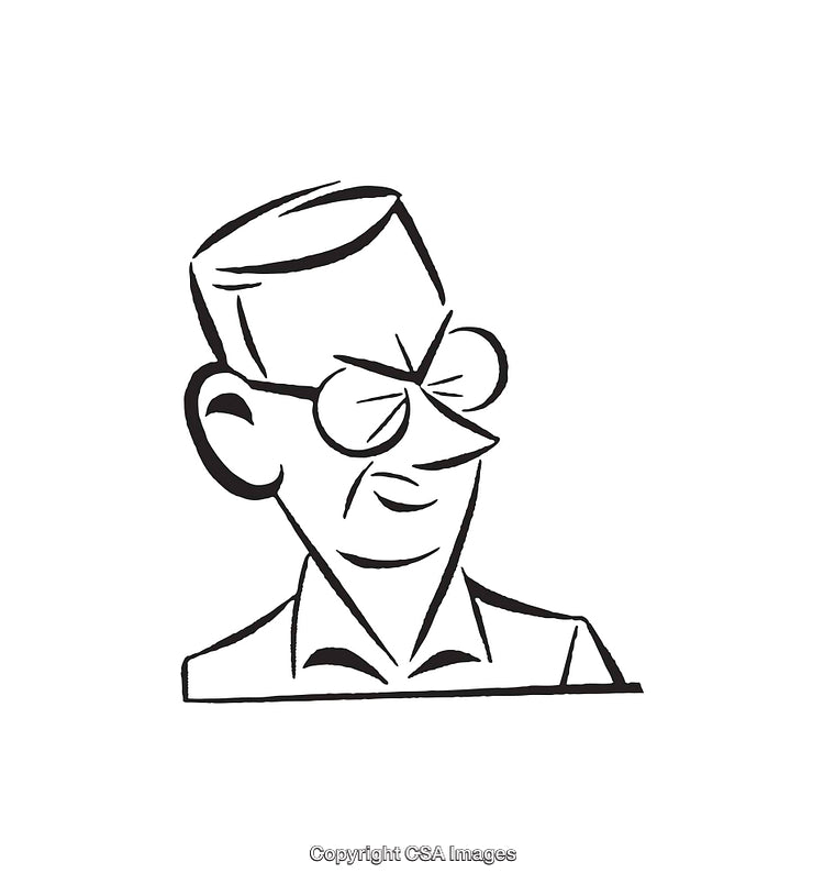 Simple Black and White Line Art Illustration of a Character