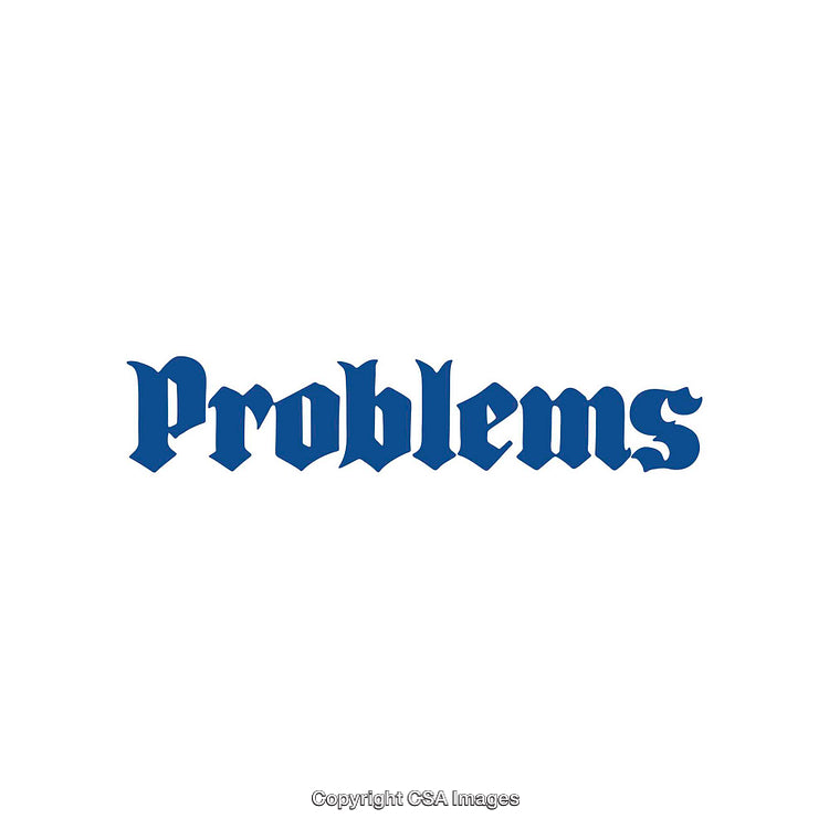 Blue Ornate Text Displaying 'Problems' on a White Background