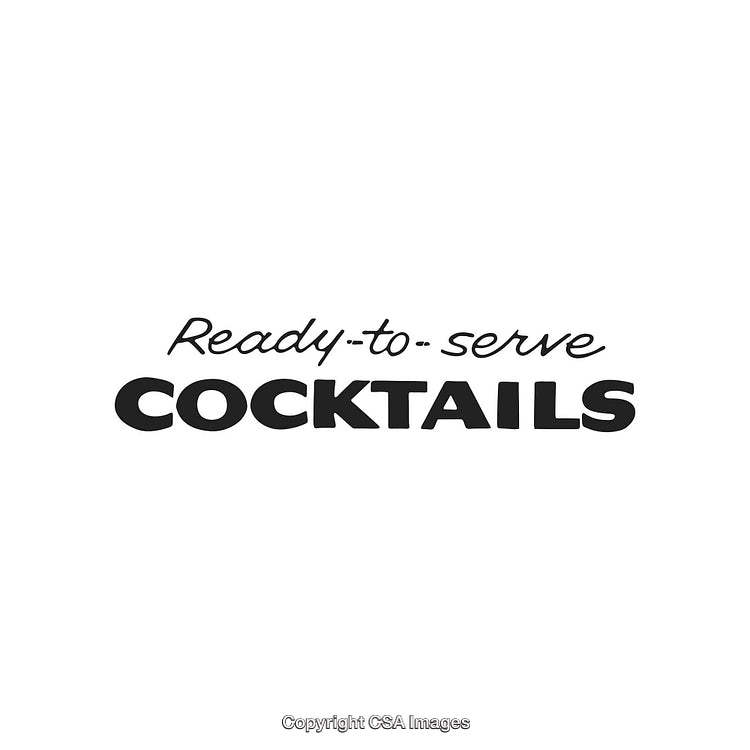 Vintage Ready-to-Serve Cocktails Logo in Black Typeface on White Background