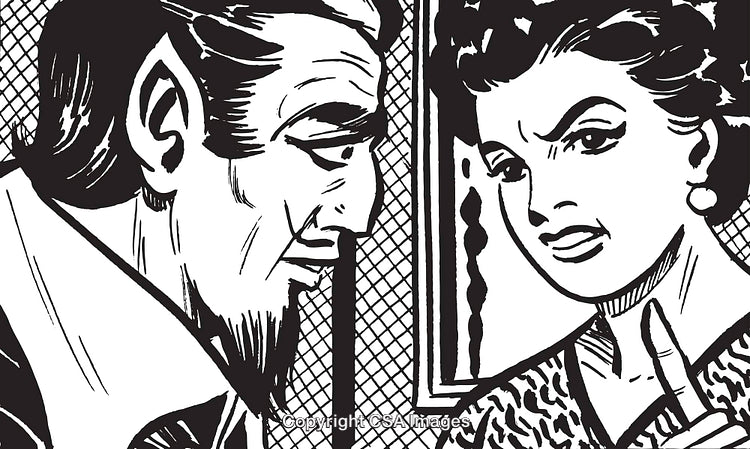 Vintage Style Illustration of a Discussion Between a Man and a Woman