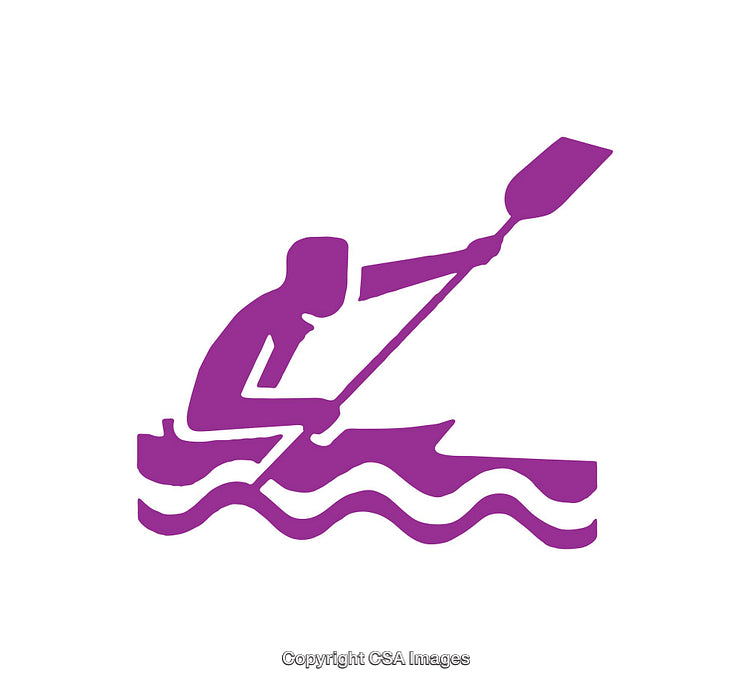 Purple Icon of Kayaker Paddling in A Canoe Style Over Waves