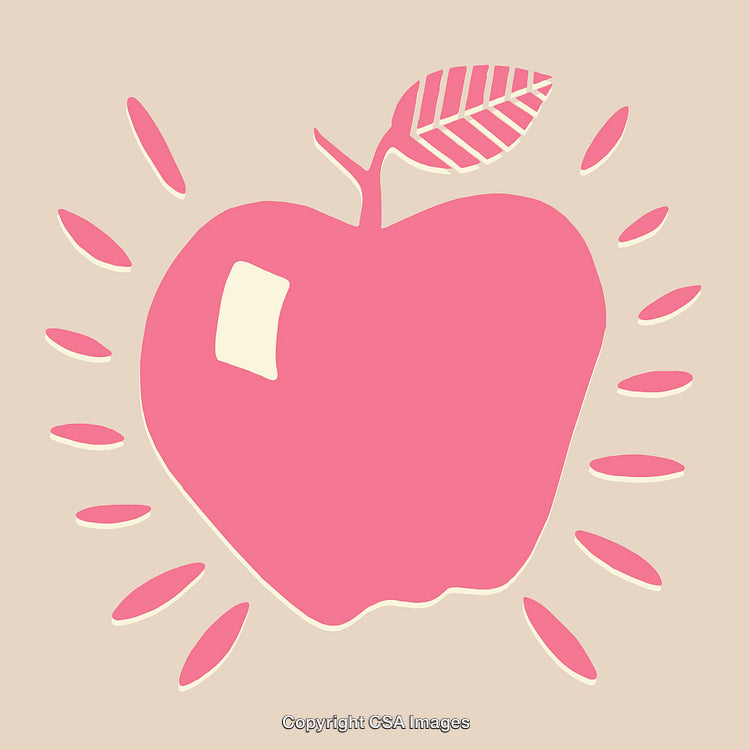 Pink Apple Illustration With Vibrant Design Elements on Neutral Background