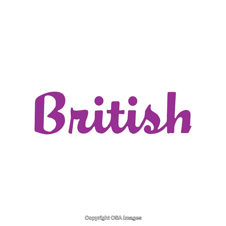 Stylized Purple Typography of the Word 'British' on White Background