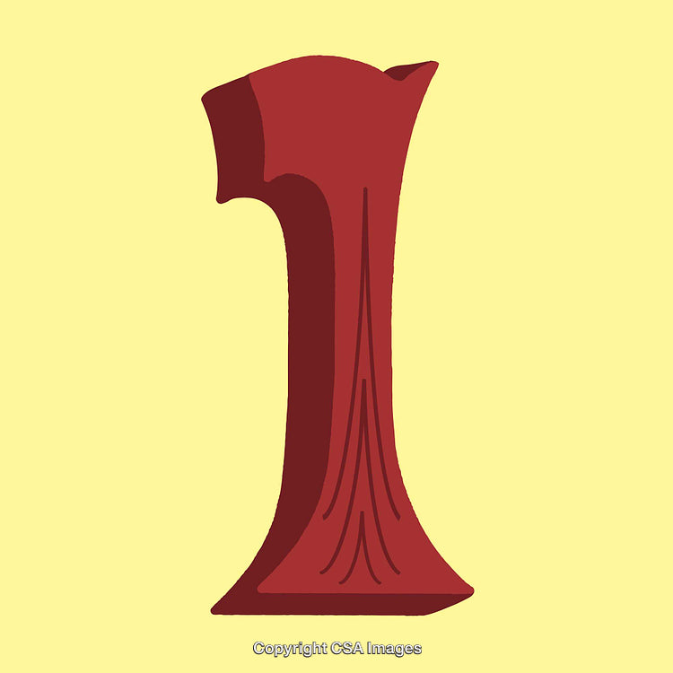 Illustration Featuring the Number One in a Stylized Red Color Design