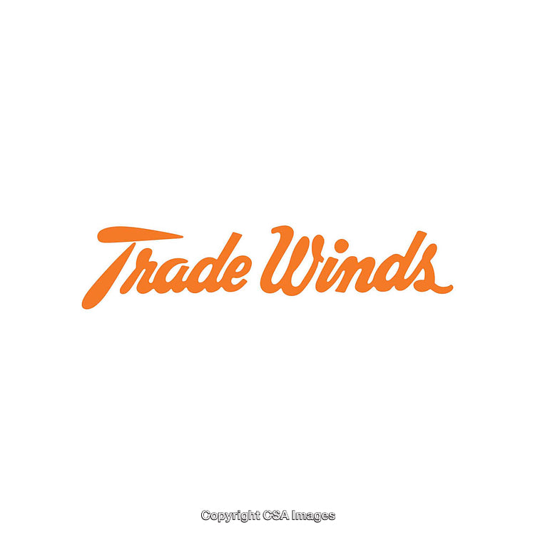 Stylized Trade Winds Text in Orange with a White Background
