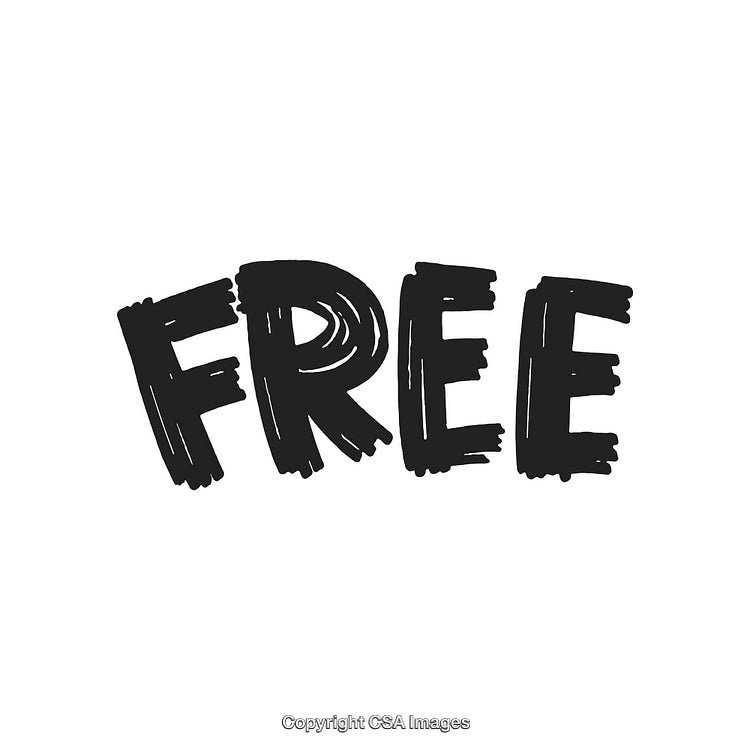 Hand-Drawn Bold Text Illustration of the Word Free in Black