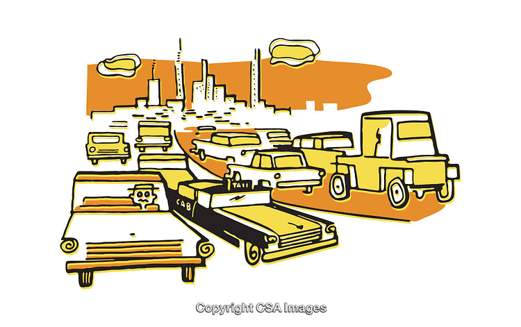 Vibrant Urban Traffic Illustration with Vehicles in the City