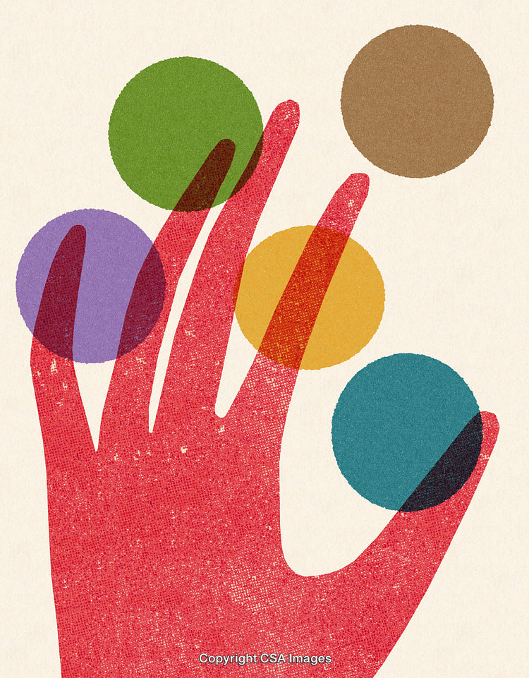 Abstract Illustration of a Hand with Vibrant Colored Overlapping Circles