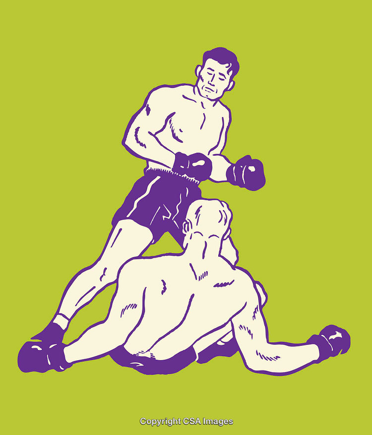 Illustration of Two Boxers One Victorious in Dynamic Action Scene