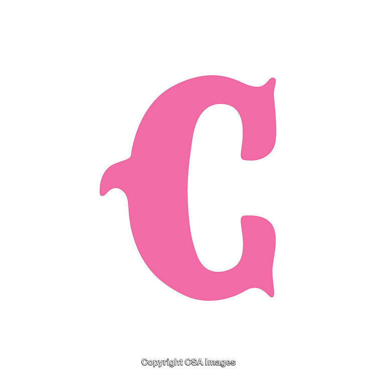 Pink Letter C With Curved Design on White Background