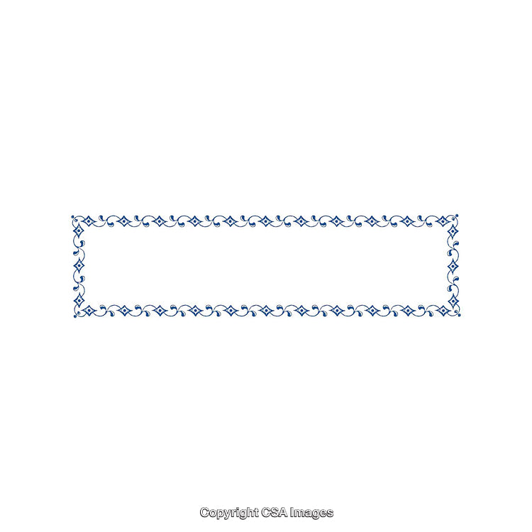 Elegant Blue Ornamental Border Pattern on a White Background