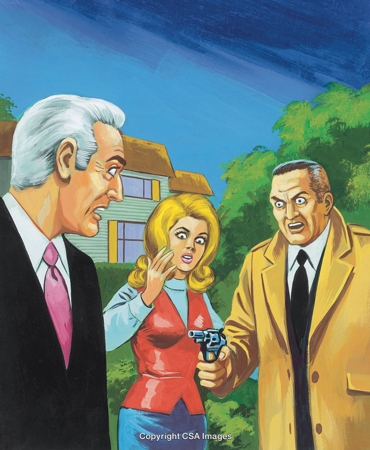 Tense Standoff Depicting Emotional Exchange Between Three People in Suburban Setting