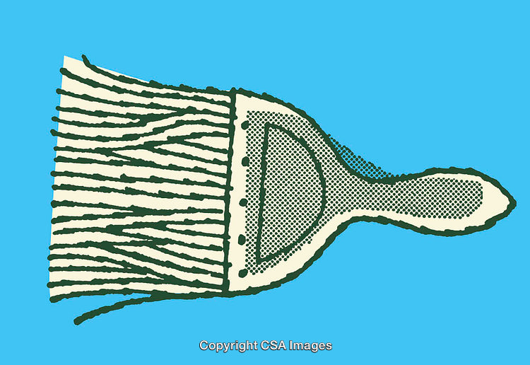 Illustrated Paintbrush on Solid Blue Background in Modern Art Style