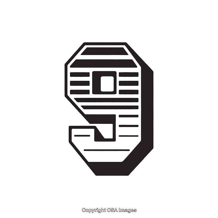 Graphic Representation of the Number Nine with Bold Design