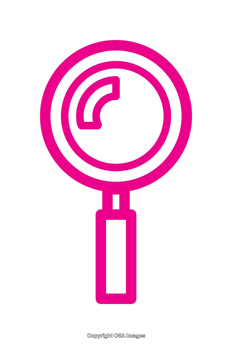 Simple Pink Magnifying Glass Icon on a White Background