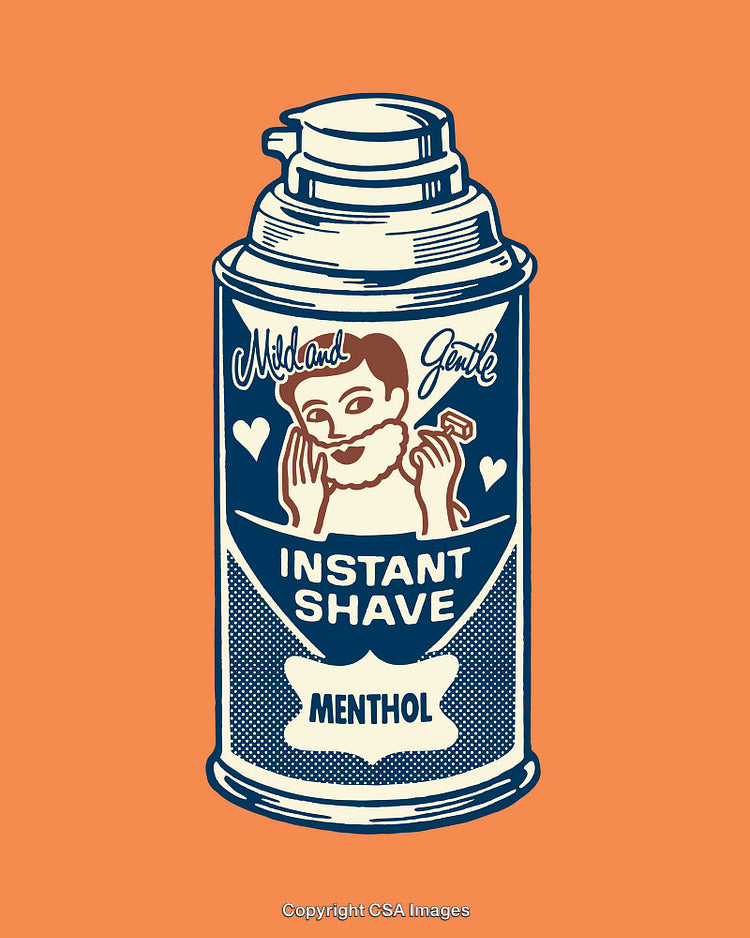 Retro-Style Shaving Cream Can With Illustrated Design