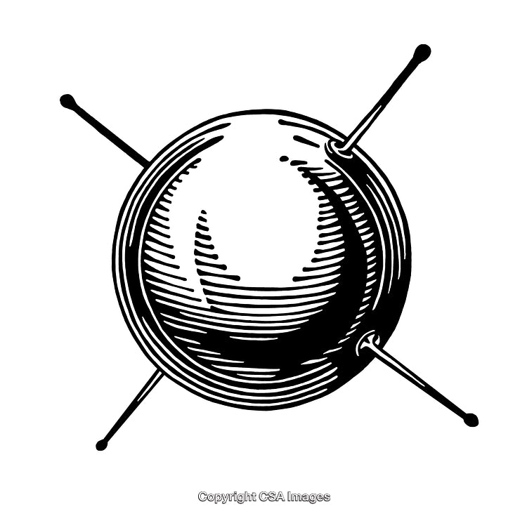 Vintage Engraved Illustration of a Space-Themed Satellite Design