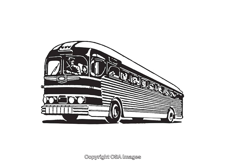 Retro Style Bus Illustration Depicting Vintage Transportation in Black and White