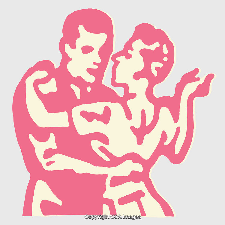 Abstract Colorful Line Art Depicting Two Dancing People in Harmony