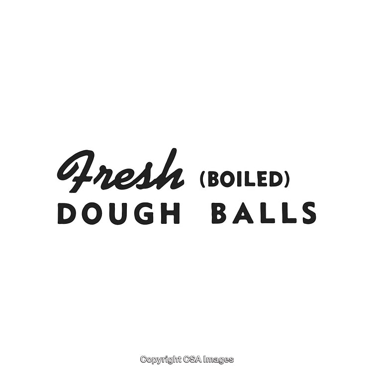 Typography Design for Freshly Boiled Dough Balls in a Stylish Calligraphy Font