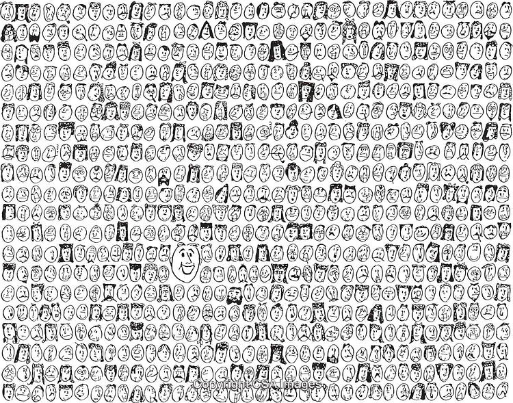 Intricate Montage of Black and White Faces with Playful Expressions