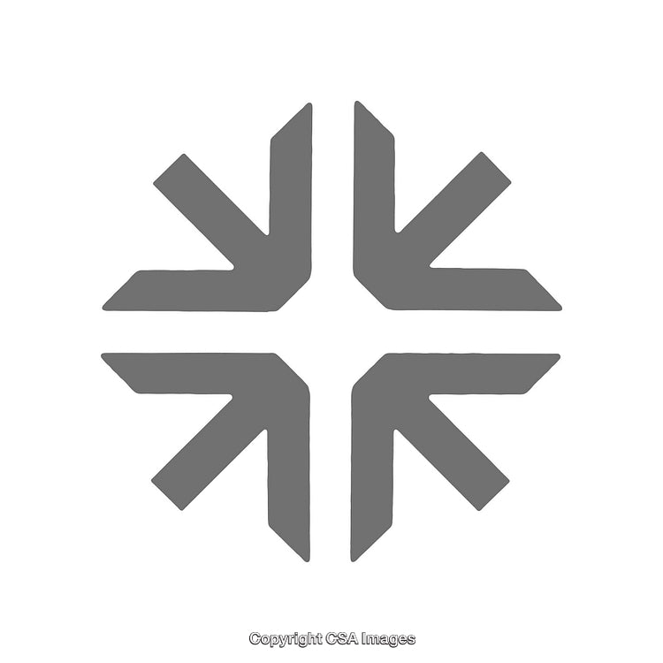 Abstract Four-Arrow Symbol in Minimalist Gray Sans-Seriff Design