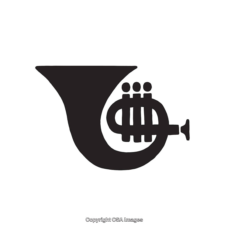 Black And White Icon of a Single Brass Instrument