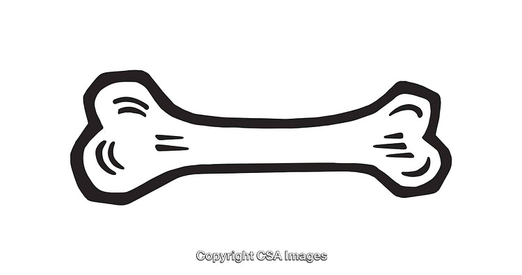 Black and White Line Illustration of a Bone Outline Design
