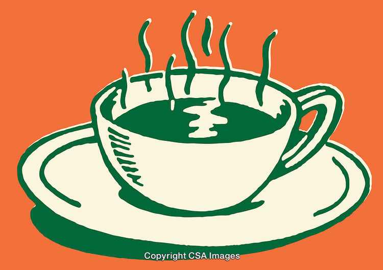 Vintage Coffee Cup Illustration With Steam in Retro Artistic Style