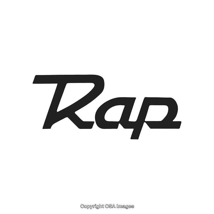 Stylized Rap Typography in Bold Black Font on White Background