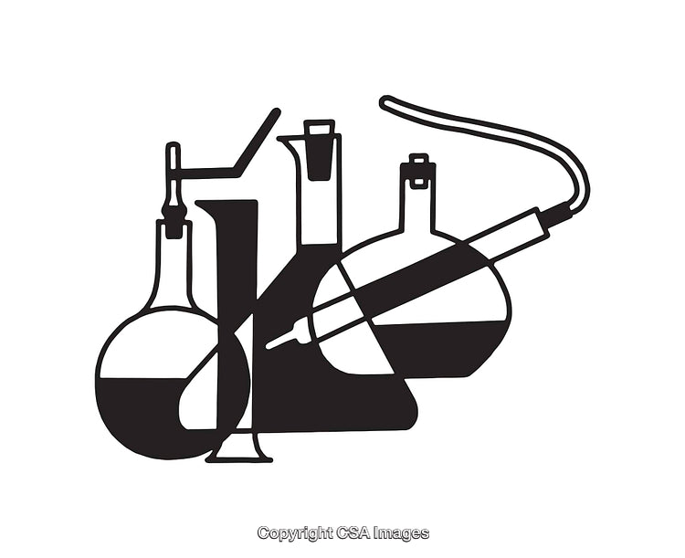 Black and White Laboratory Equipment Line Art Illustration