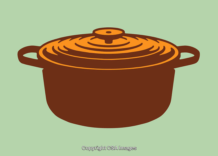 Colorful Hand-Drawn Line Art Illustration of a Cooking Pot