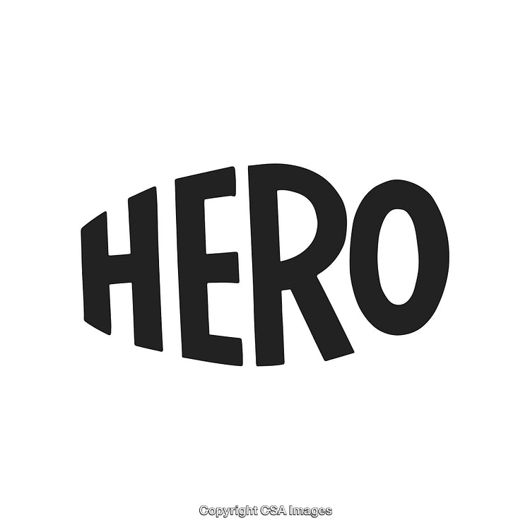 Bold Typography Design Featuring The Word Hero in Black on White Background