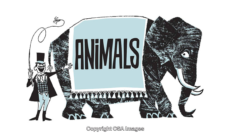 Vintage Circus Scene with Elephant and Ringmaster Illustration
