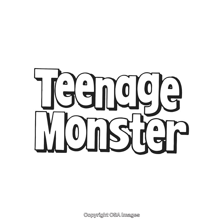 Stylized Bold Text Depicting the Words Teenage Monster in Block Letters