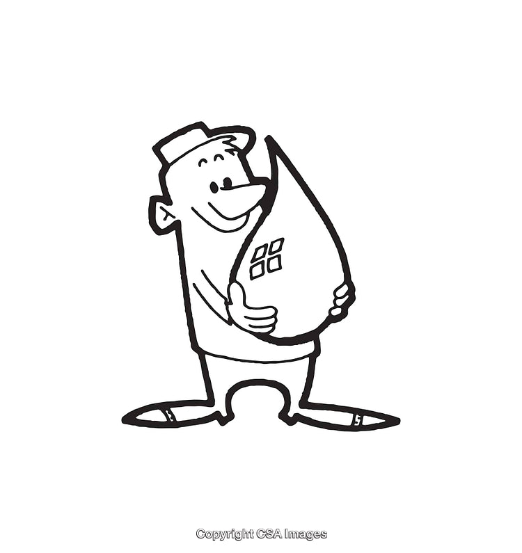 Cartoon Character Holding a Teardrop Shape with Window Design