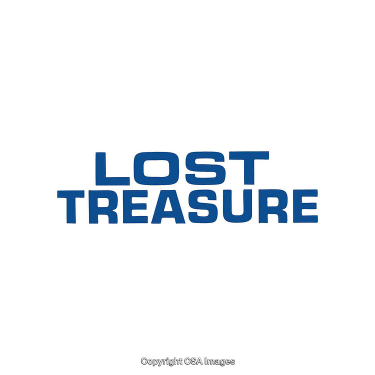 Minimalistic Text Design Featuring 'Lost Treasure' in Bold Blue Letters