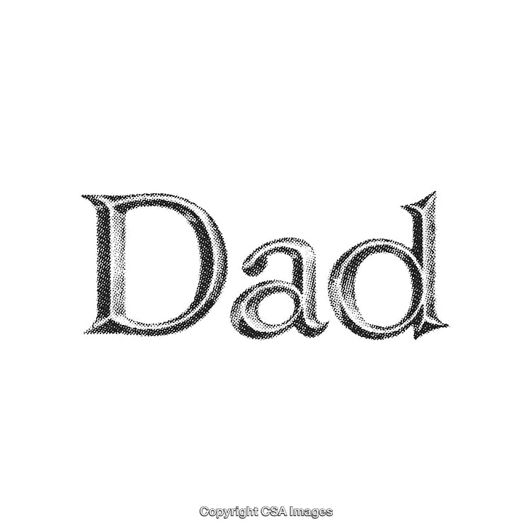 Vintage Dot Style Text Art Highlighting The Word Dad on White Background