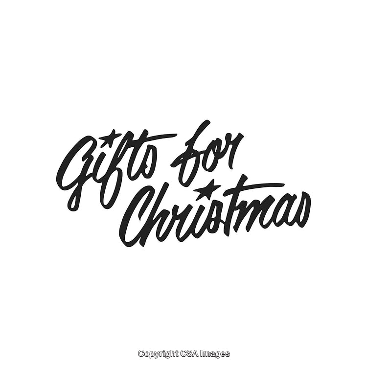 Gifts for Christmas Handwritten Black Script on White Background