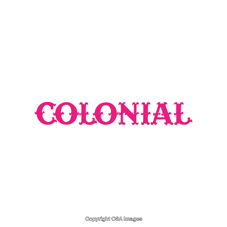 Bold Pink Text Design Spelling the Word Colonial on White Background
