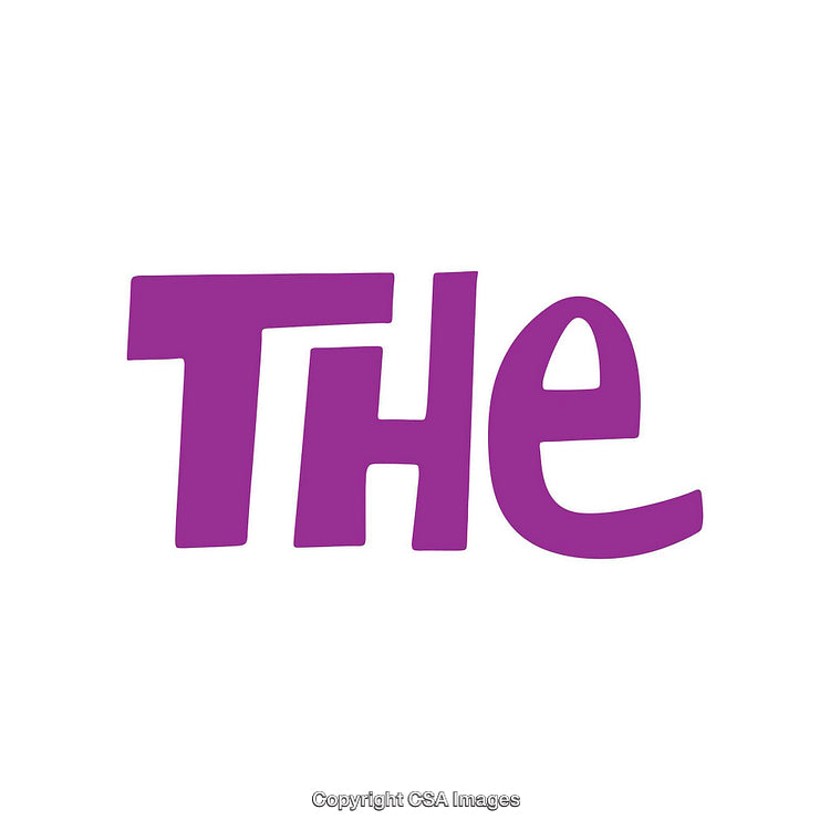 Purple "The" Word in Quirky Typeface on White Background