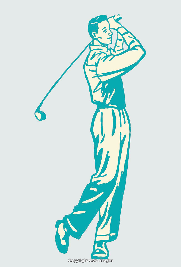 Vintage Styled Illustration of a Man Swinging a Golf Club
